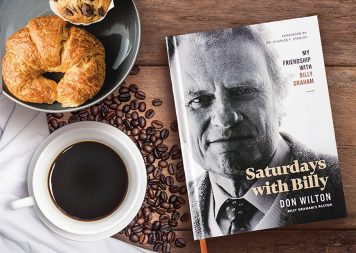 Saturdays With Billy book, cup of coffee, croissant, coffee beans