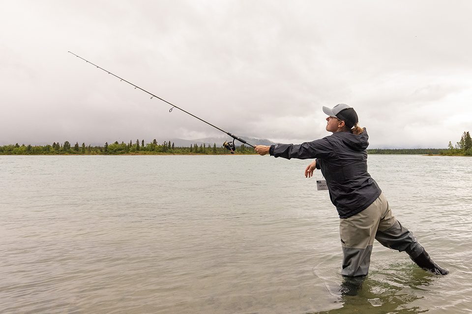 woman fishing