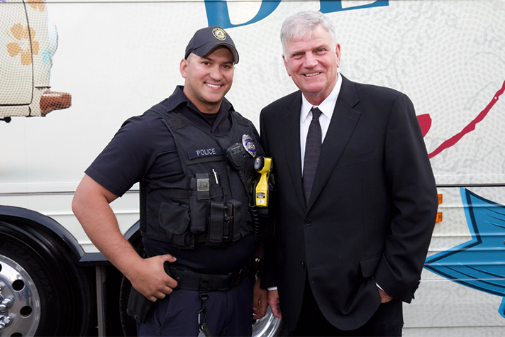 Franklin Graham with police officer