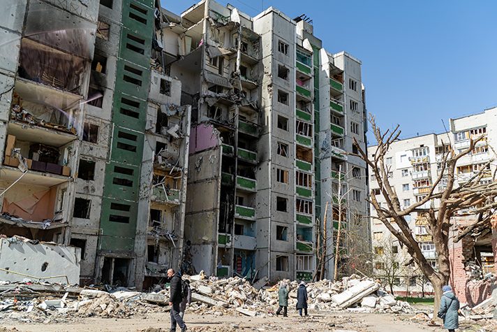 bombed out building