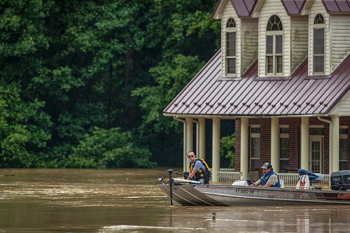 boat in flooding