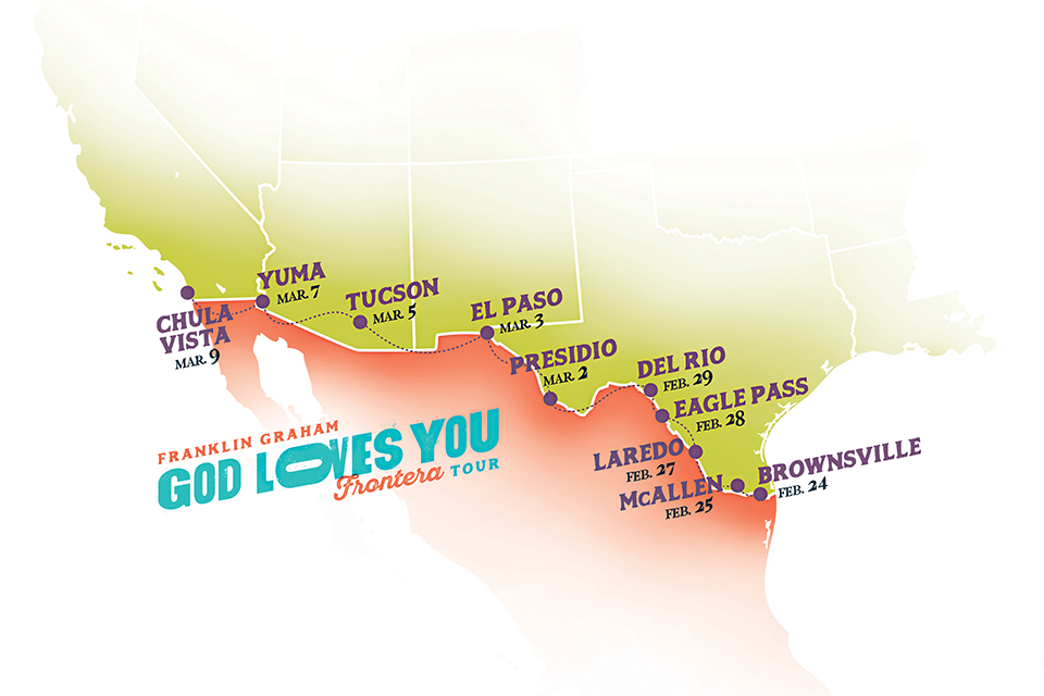 God Loves You Frontera Tour map.