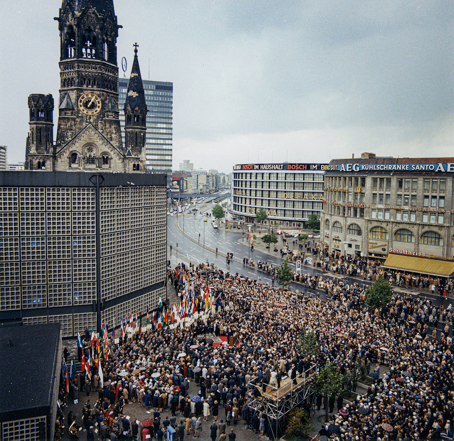 Attendees of the first European Congress on Evangelism in Berlin, Germany, walking to a nearby church service. (1966)