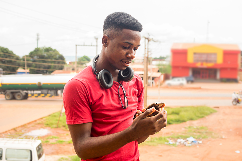 Man looking at his phone.