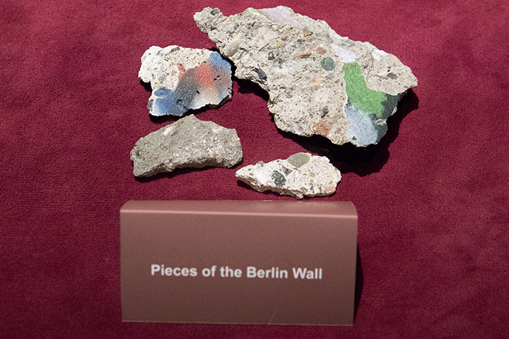 A piece of the Berlin Wall on display in the Billy Graham Library in Charlotte, N.C.