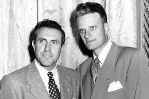 Louis Zamperini and Billy Graham at the 1949 Los Angeles Crusade where Zamperini made a life-changing decision for Christ