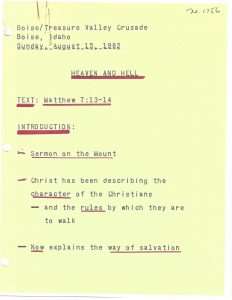 Billy Graham: Sermon Notes on Heaven - The Billy Graham Library Blog