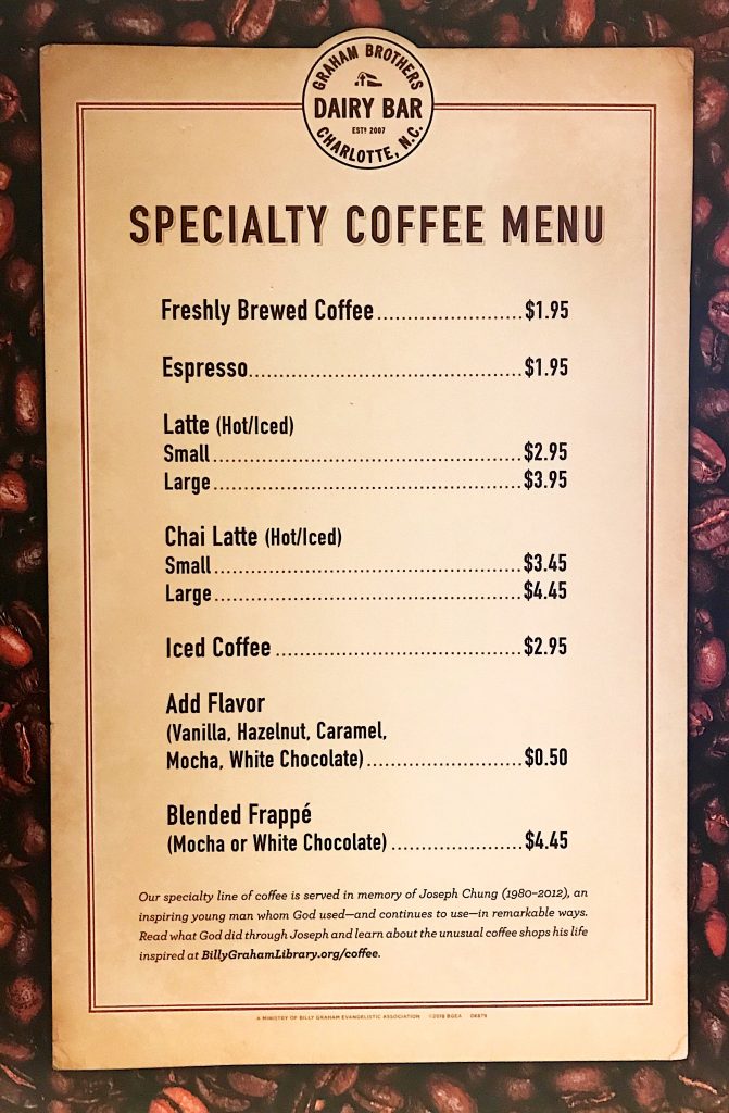 Specialty Coffee at the Graham Brothers Dairy Bar The Billy Graham