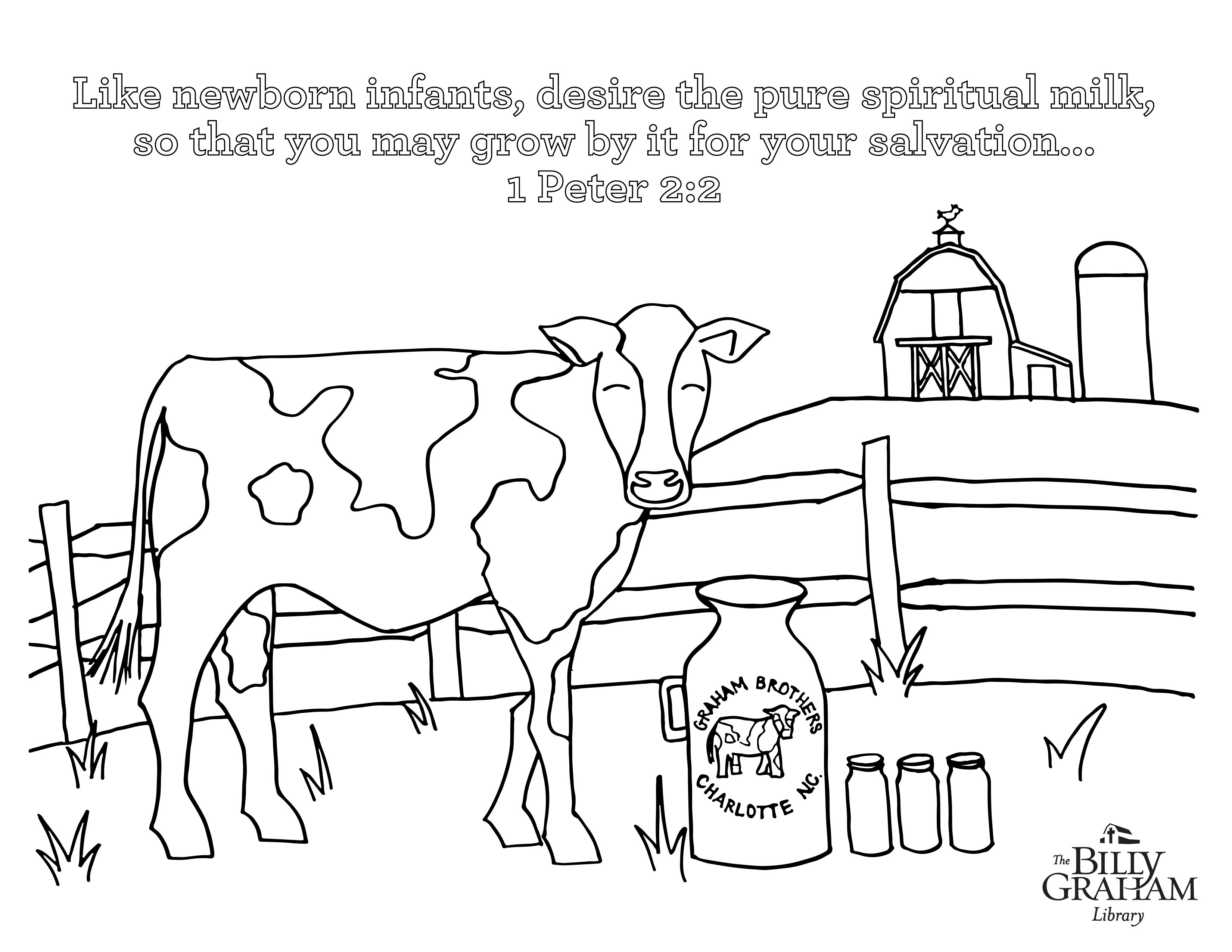 Cow 1peter2 2 Coloring Sheet The Billy Graham Library