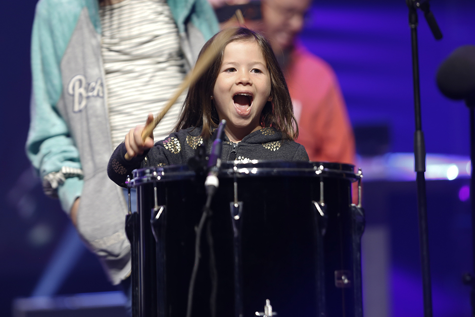 Girl hitting snare drum in Rapid City