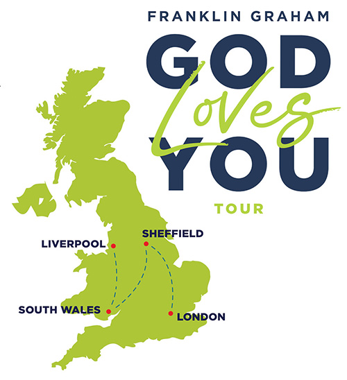 Franklin Graham God Loves You Tour UK Map