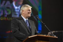Sept. 21 – 23, 2018: Franklin Graham speaks to 9,000 during the Lancashire Festival of Hope at the Winter Gardens in Blackpool, England.