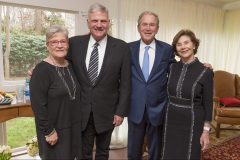 Feb. 26, 2018: Former President George W. Bush and Laura Bush attend the lie in repose of Billy Graham in Charlotte, after a special visit with Franklin and Jane Graham at the Graham Family Homeplace.