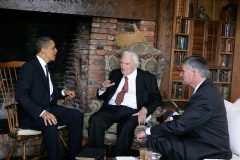 President Obama visits with Billy Graham and his son Franklin at Billy's home in North Carolina on April 25, 2010.