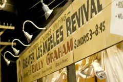 One exhibit in the Billy Graham Library transports visitors to Graham's historic 1949 eight-week event in Los Angeles by recreating the atmosphere of a tent crusade.