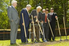 In 2005, Billy Graham (center) and his son Franklin (far right), president of the Billy Graham Evangelistic Association, broke ground for the Billy Graham Library in Charlotte, N.C.