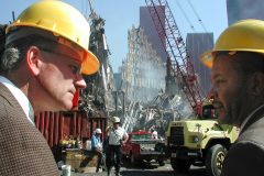 Franklin Graham visits Ground Zero with the Deputy Mayor of New York City. (2001)