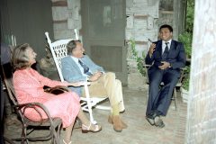 Boxing legend Muhammad Ali visits Ruth and Billy Graham at home in Montreat, North Carolina, in 1979.