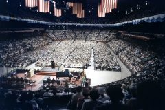 More than 2 million people hear Billy Graham in person at Madison Square Garden (May 15 – Aug. 31), Yankee Stadium (July 20) and in Times Square (Sept. 1), during the 16-week New York City Crusade in 1957—Graham’s longest Crusade.