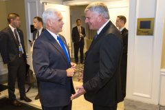 May 11: U.S. Vice President Mike Pence meets with Franklin Graham prior to speaking to attendees of the World Summit in Defense of Persecuted Christians in Washington.