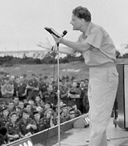 Billy Graham speaking to soliders