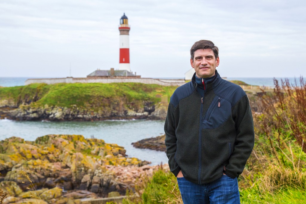 Wil Graham in Scotland with litehouse