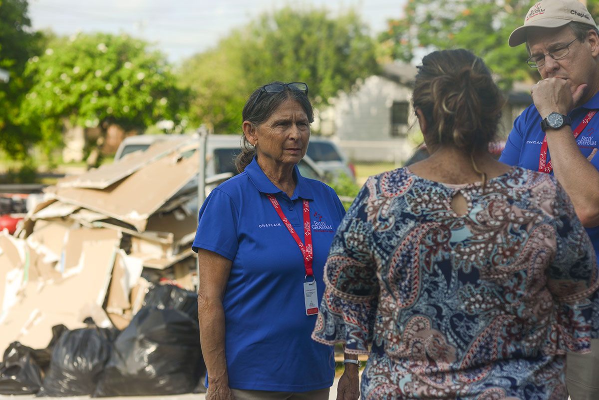 RRT chaplains listening to woman who lost her house in a flood