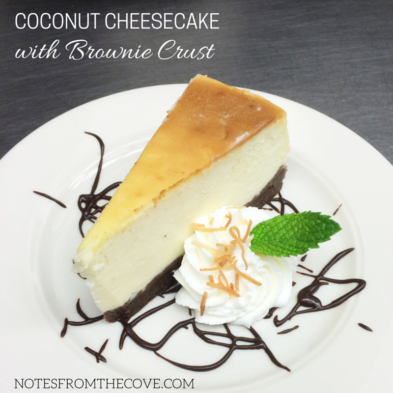 COCONUT CHEESECAKE WITH BROWNIE CRUST